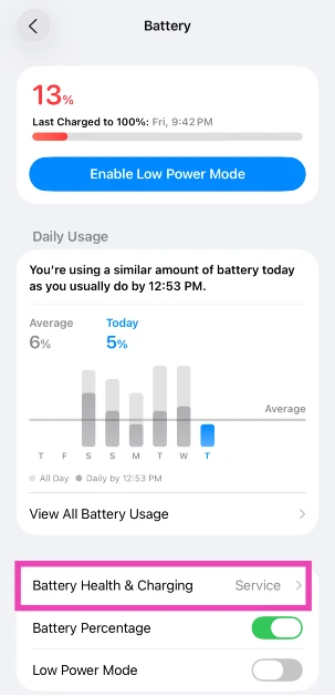 Step 2: Tap on Battery Health & Charging. 8 Ways to Check if your iPhone or Android is Refurbished or Brand New
