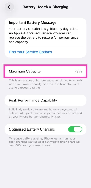 Step 3: Check the Maximum Capacity. 8 Ways to Check if your iPhone or Android is Refurbished or Brand New