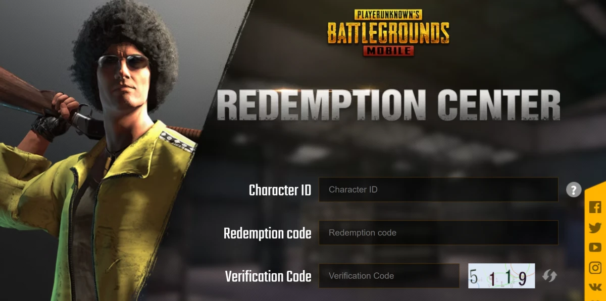 Step 2: Enter your Character ID, the Redemption Code, and the Verification Code in their respective text boxes.