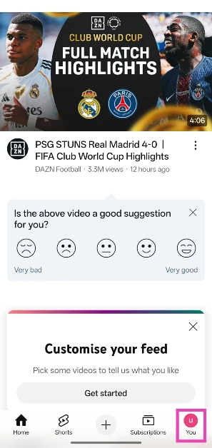Step 1: Launch the YouTube app on your phone and switch to the You tab.