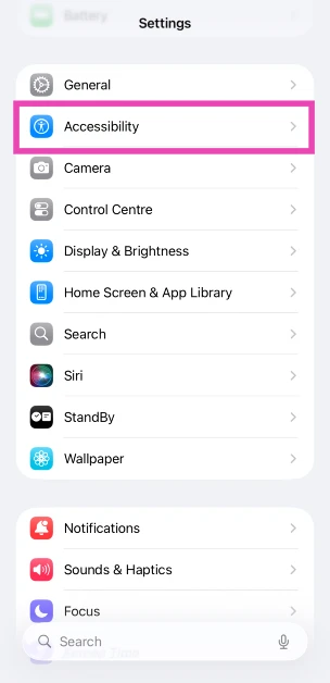 Step 2: Select Accessibility.