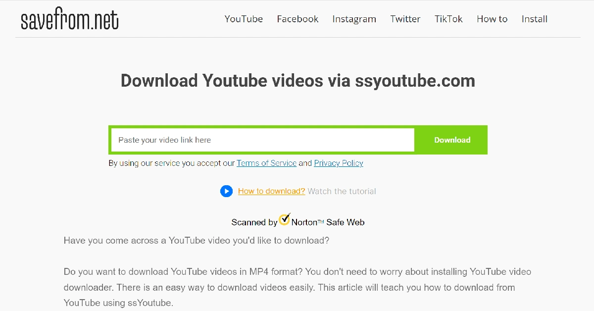 Step 2: Paste the link to the YouTube video in the text box.