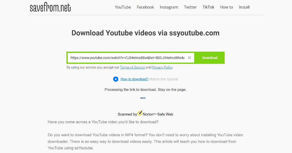 Step 3: Wait for the website to process the link.