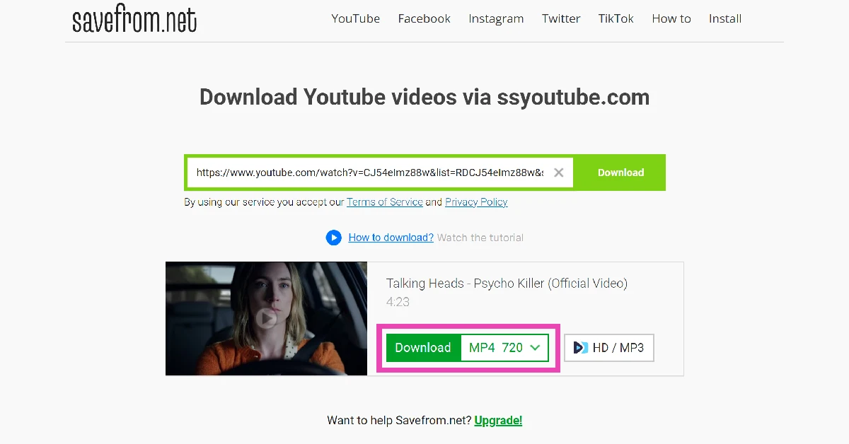 Step 4: Choose your preferred resolution and hit Download.