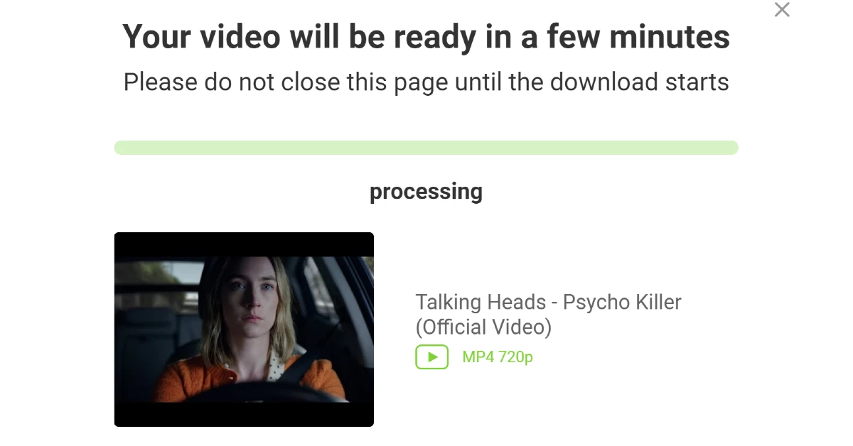 Step 5: Wait for a few minutes for the video to process.