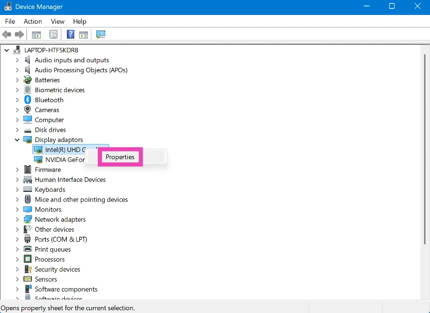 Step 3: Right-click on a driver and select Properties. How to fix the ‘Black Screen of Death’ in Windows 11