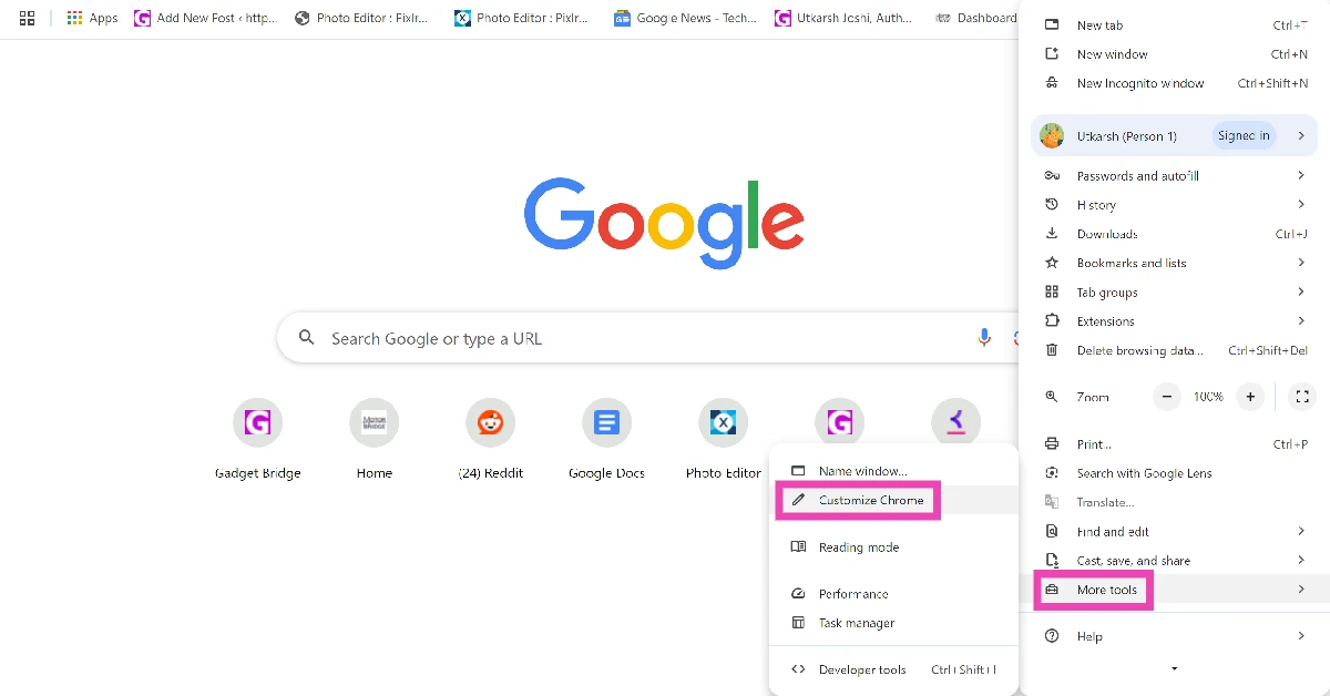 Step 2: Go to More Tools and select Customize Chrome. 6 ways to scan QR Codes on a Windows PC
