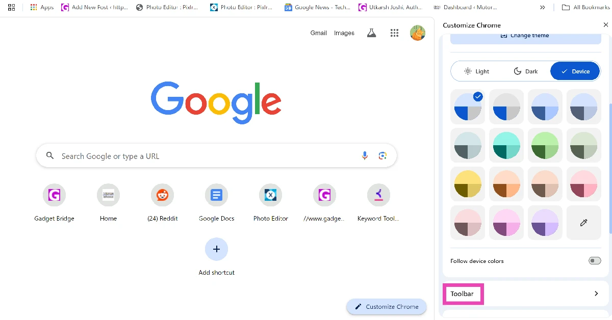 Step 3: Scroll down and click on Toolbar. 6 ways to scan QR Codes on a Windows PC