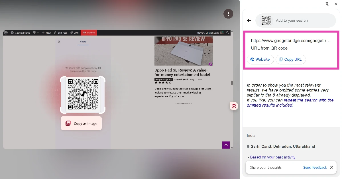 Step 8: The data encoded in the QR code will be displayed in the sidebar. 6 ways to scan QR Codes on a Windows PC
