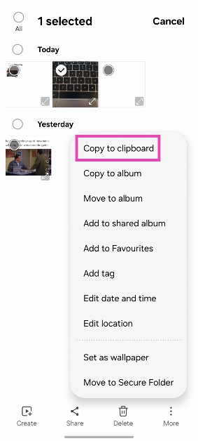 Step 4: Select Copy to clipboard.