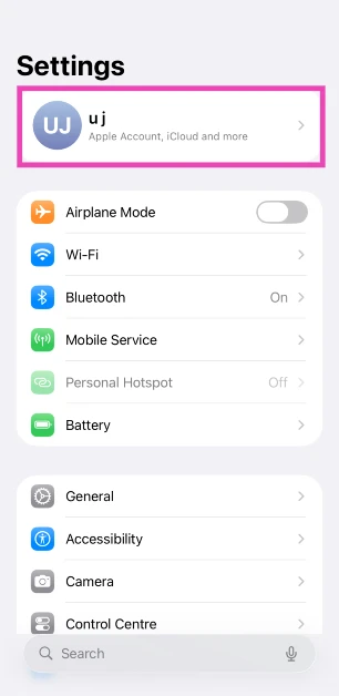 Step 1: Go to Settings and tap your name.