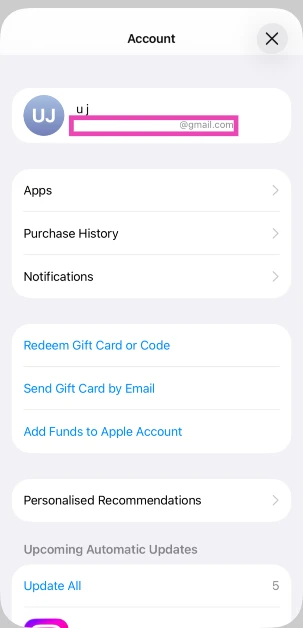 Step 3: Your email address will be listed under your name.