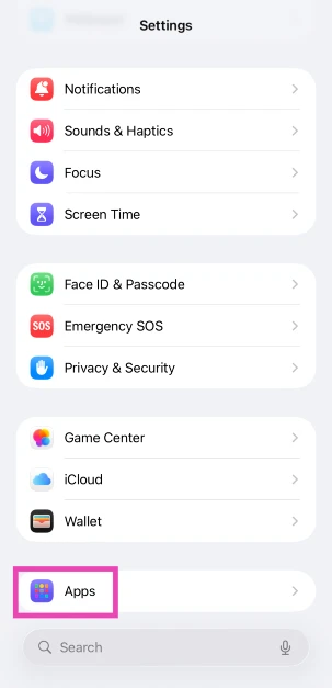 Step 1: Go to Settings and select Apps.
