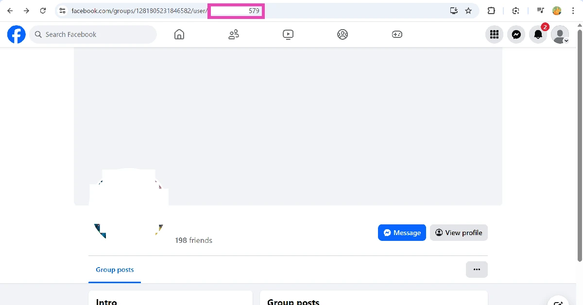 Step 2: Copy the user's Account ID from the address bar.