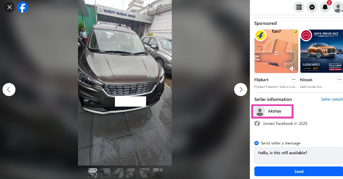Step 4: Click on the profile of the seller.