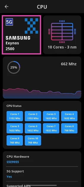 Step 3: The name of the chipset/processor will be mentioned in the first tile.