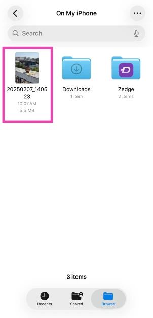 Step 5: Launch the Files app and go to the image.