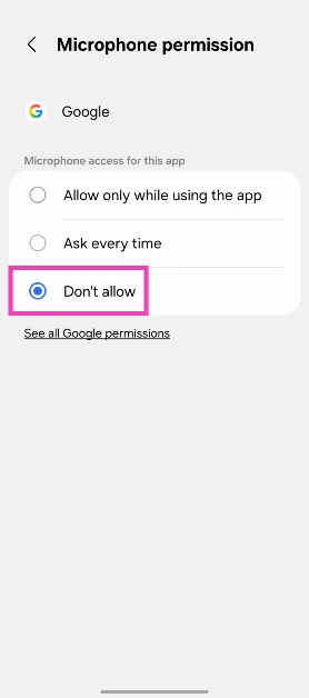 Step 7: Tap on Don't allow.