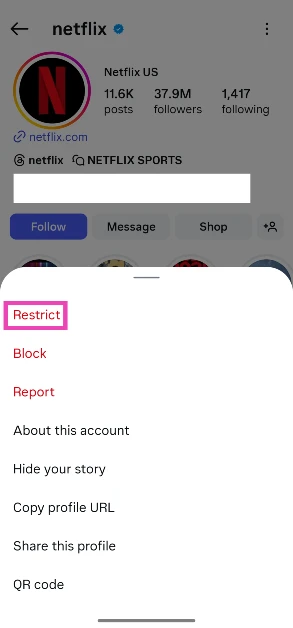 Step 3: Hit Restrict.