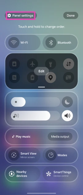 Step 3: Tap on Panel settings.
