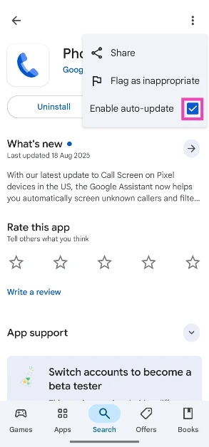 Step 4: Uncheck the box next to Enable auto-update.