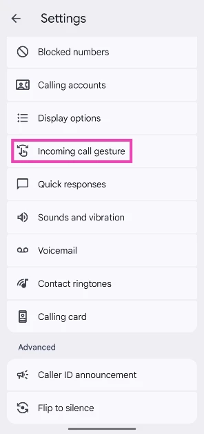 Step 4: Go to Incoming call gesture. How to get the old Google dialer (Phone app) on Android