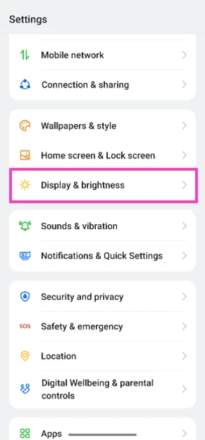 Step 1: Go to Settings and select Display & brightness. Top 9 Ways to Fix Screen Flickering on Android (Working)