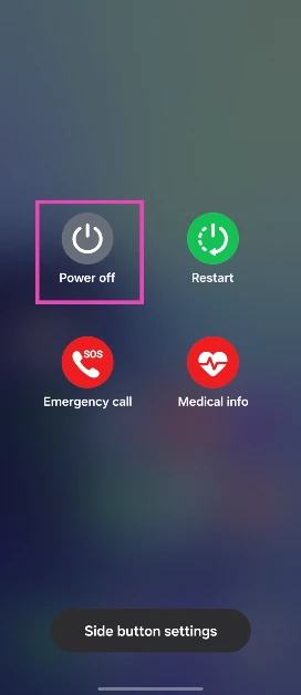 Step 2: Long-press the Power off icon.