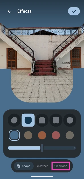Step 3: Select an image and go to the Cinematic tab.
