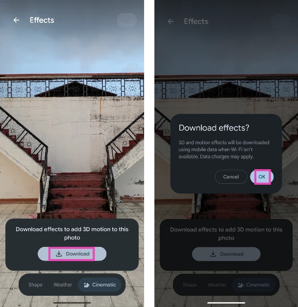 Step 4: Tap on Download and confirm your selection. How to add a 3D motion effect to your Google Pixel’s wallpaper