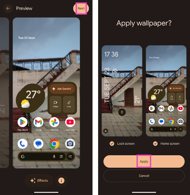 Step 6: Hit Next. How to add a 3D motion effect to your Google Pixel’s wallpaper