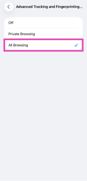Step 7: Select All Browsing.