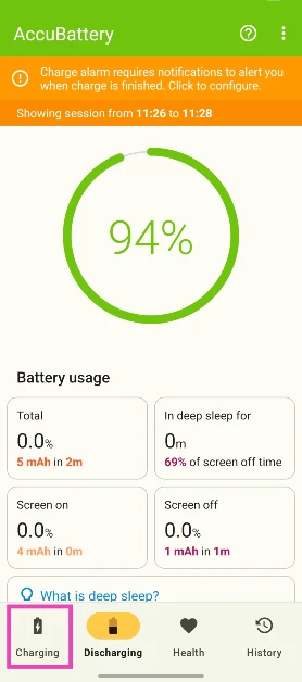 Step 2: Launch the app and switch to the Charging tab.