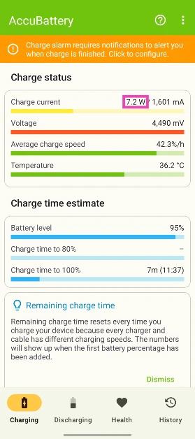 Step 3: Scroll down to the Charge status box.