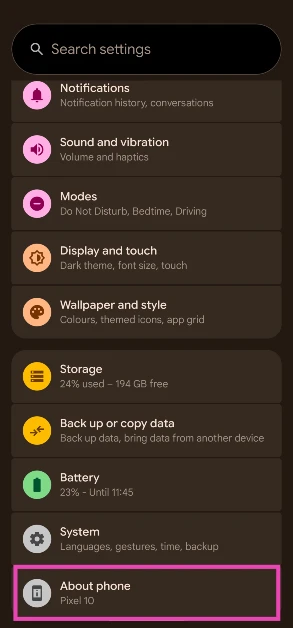 Step 1: Go to Settings and tap on About phone.