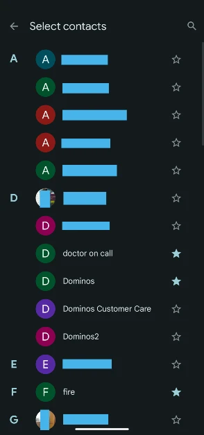 Step 8: Hit the star icon next to the contacts you want to add to the whitelist.