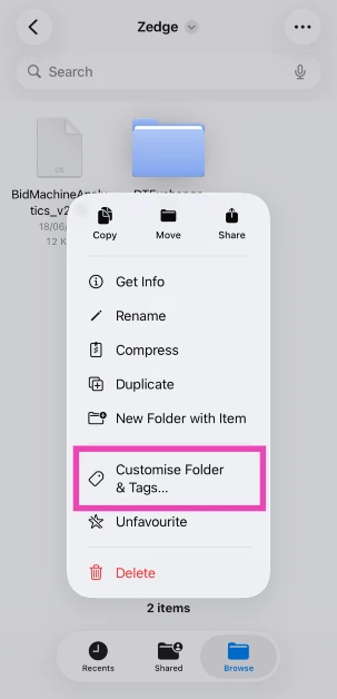 Step 3: Long-press the folder and tap on Customise Folder & Tags.
