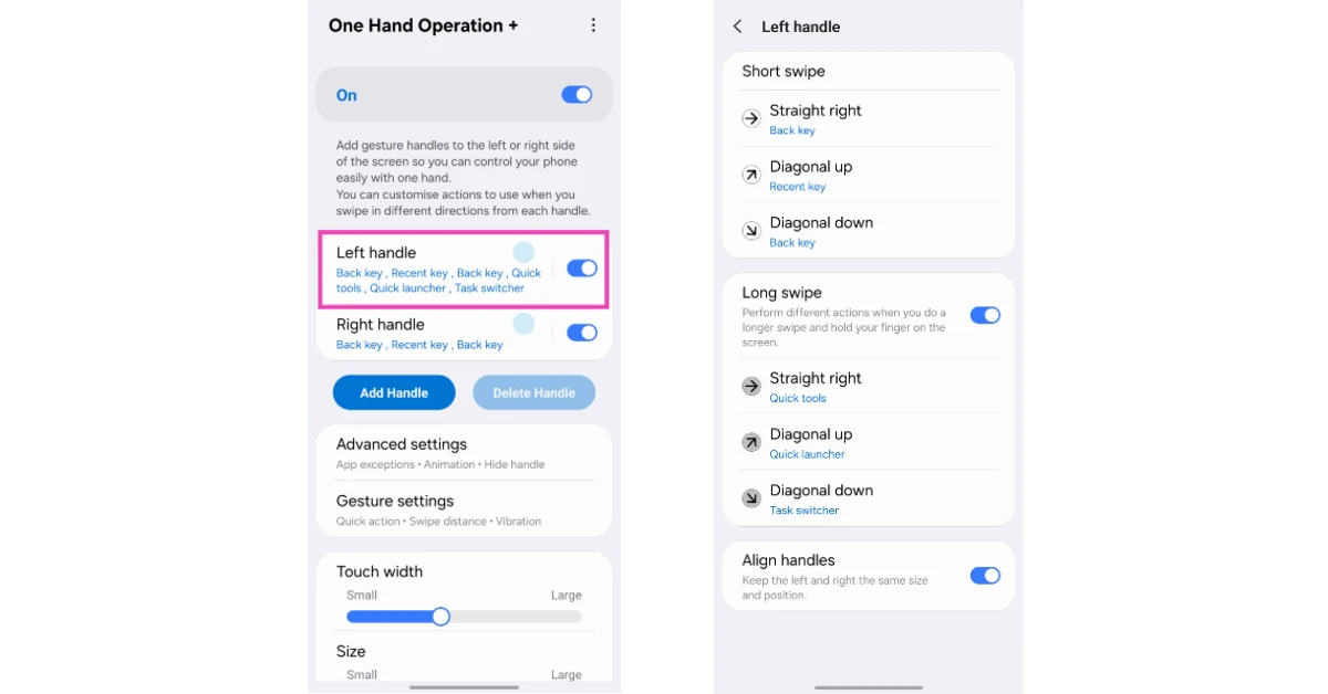 Step 4: Tap on Left handle and select your customised controls.