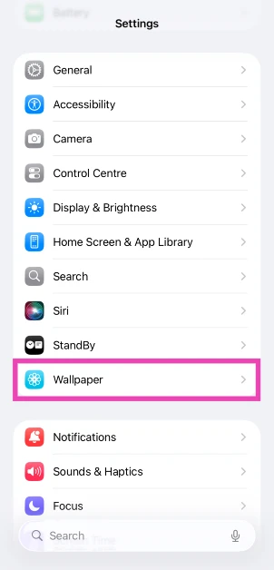 Step 2: Tap on Wallpaper.