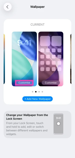 Step 3: Hit the Customise button on the lockscreen panel.