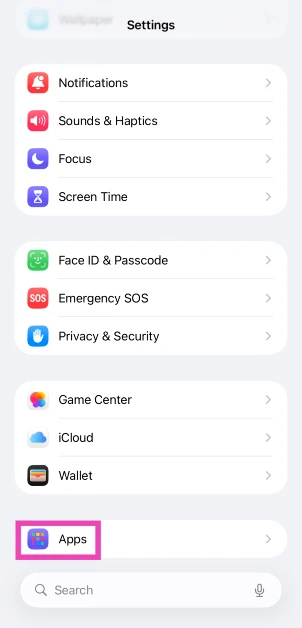 Step 3: Select Apps.