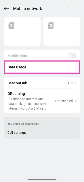 Step 3: Tap on Data usage.