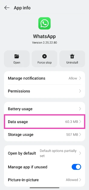 Step 3: Tap on Data usage. WhatsApp notifications not working? Try these 12 fixes