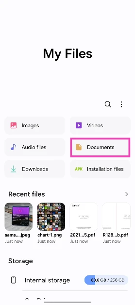 Step 2: Go to the Documents section.