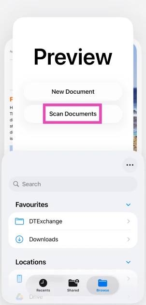 Step 2: Tap on Scan Documents.