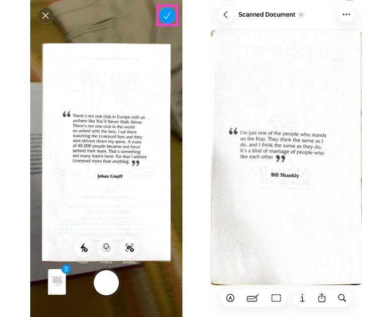 Step 5: The document will be scanned automatically. Once a page has been scanned, its preview will appear on the screen.