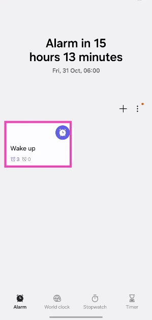 Step 5: The group will appear at the top of the Alarm page. How to create an alarm group on a Samsung phone