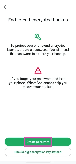 Step 6: Tap on Create password.