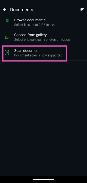 Step 4: Select Scan document.