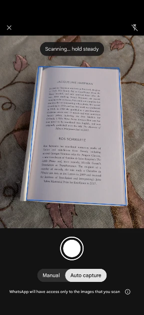 Step 5: Choose Manual or Auto Capture. 2 ways to scan and send documents on WhatsApp (Android and iOS)